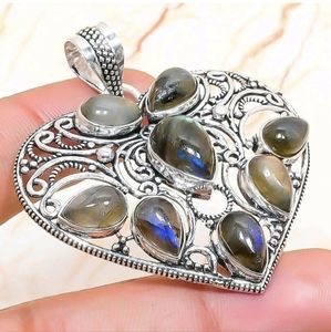 New Labradorite 925 Silver Heart Pendant.